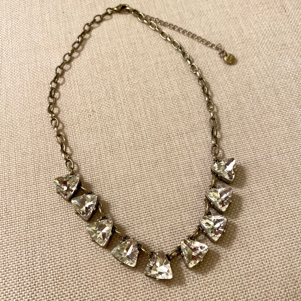 LOFT gold clear stone statement necklace